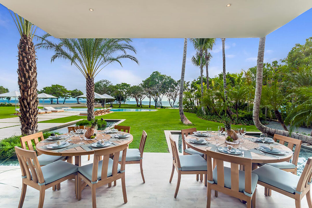 Outdoor dining table set for rental guests at a villa in Casa de Campo®