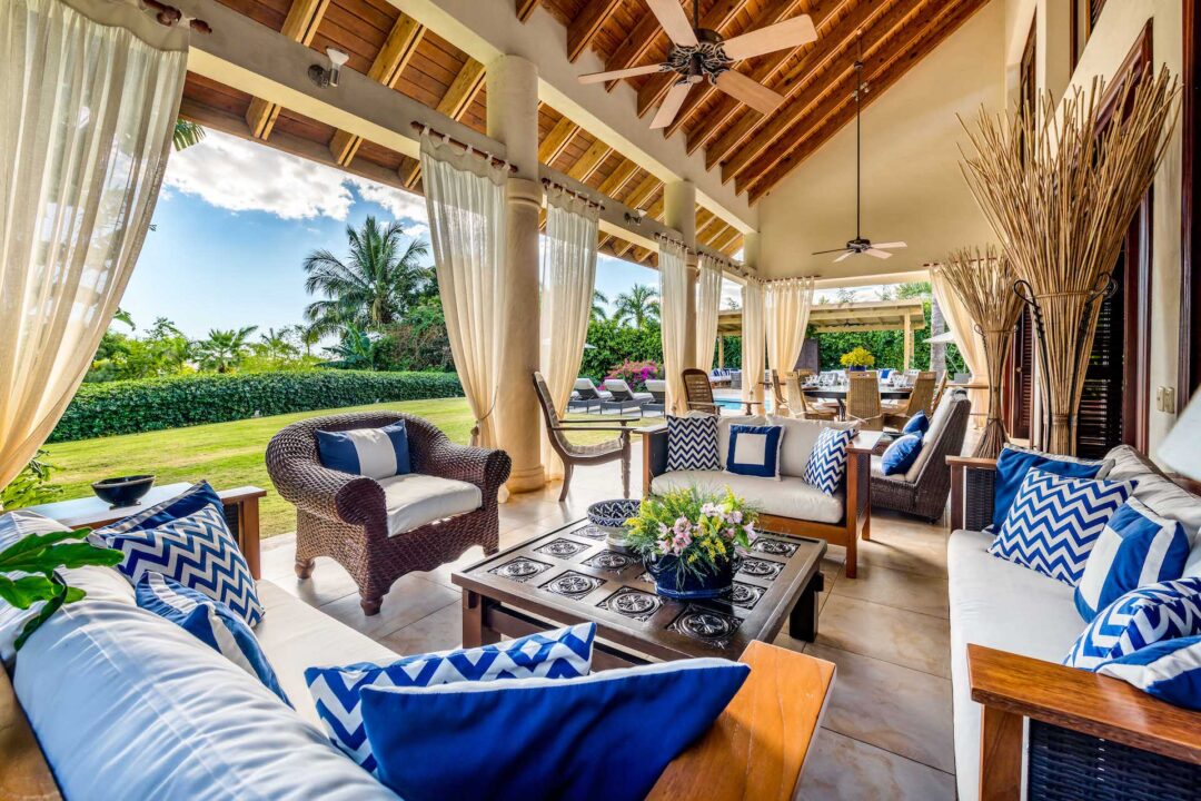 Immaculately kept covered terrace lounge at a managed villa in Casa de Campo®, La Romana