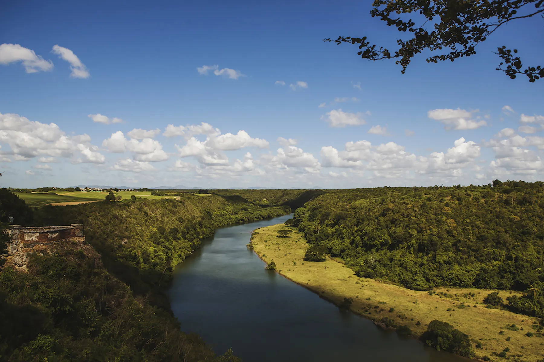 Chavon River winding through lush valley below Dye Fore at Casa de Campo
