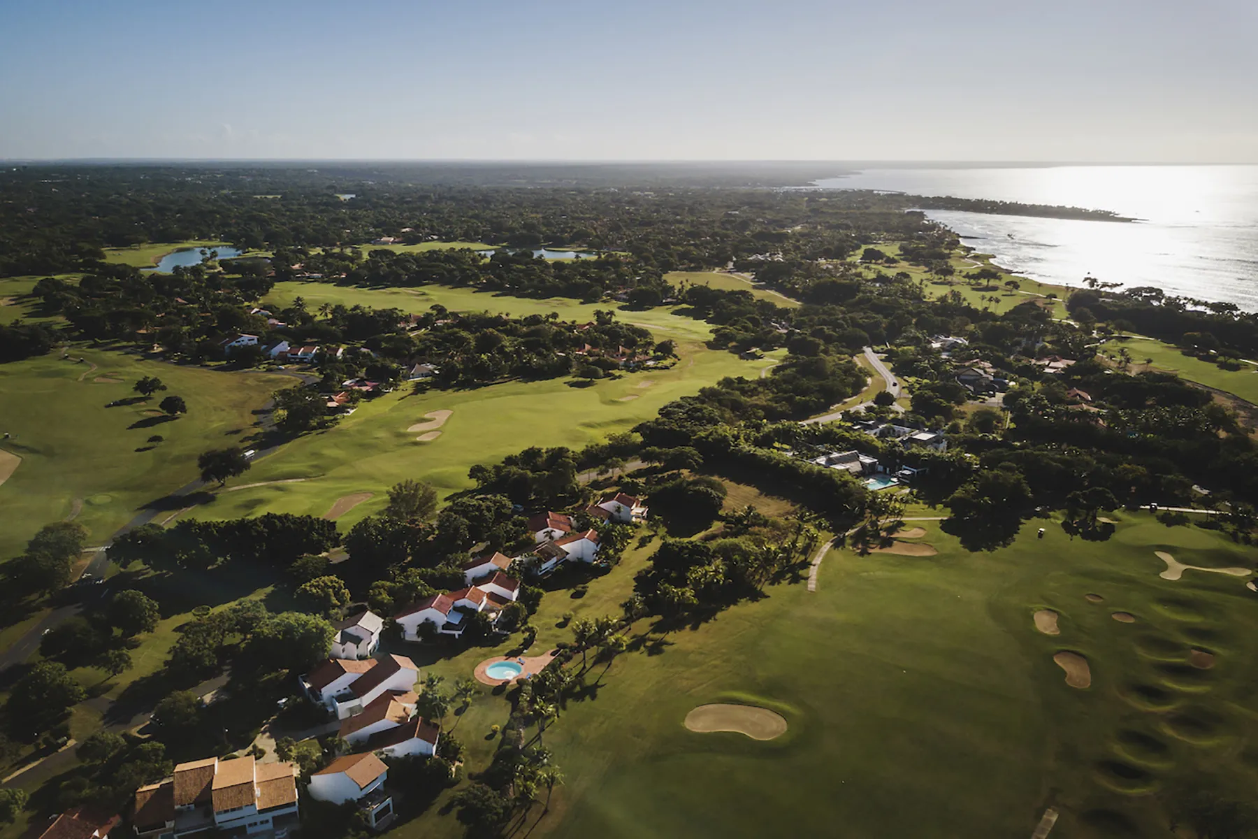 Aerial view of golf villas near Dye Fore course at Casa de Campo resort