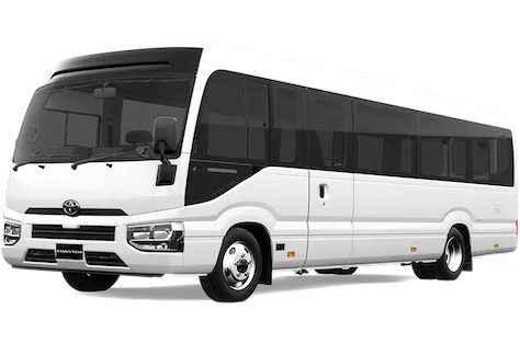 Toyota Coaster coach for wedding and group airport transfers to Casa de Campo