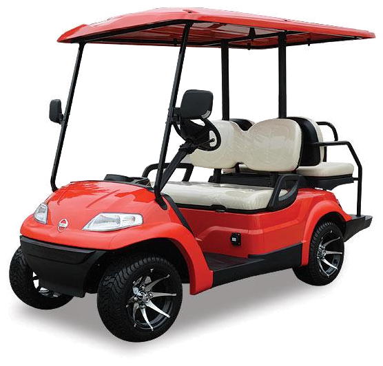 Four-passenger golf cart for rent at Casa de Campo