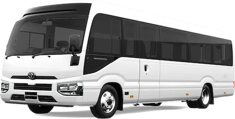 Toyota Coaster coach for group airport transfers to Casa de Campo